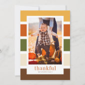 秋のストライプパターン感謝の写真感謝祭 シーズンカード (正面)