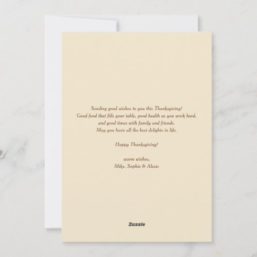 秋のストライプパターン感謝の写真感謝祭 シーズンカード (裏面)