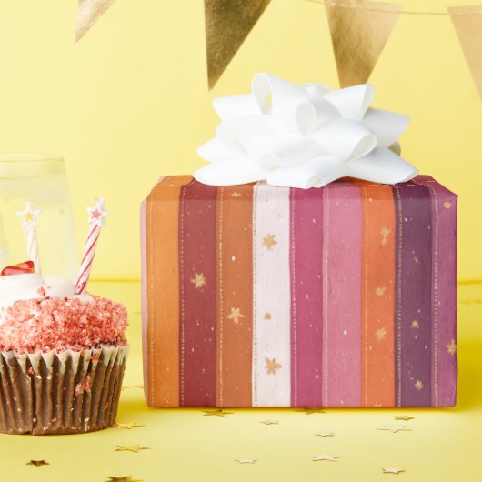 秋のストライプ ラッピングペーパー (誕生日パーティー)