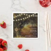 秋のストリングライト オークの木 ウェディングナプキン スタンダードカクテルナプキン (インサイチュ)