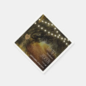 秋のストリングライト オークの木 ウェディングナプキン スタンダードカクテルナプキン (角)