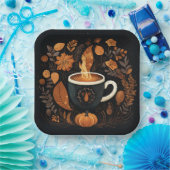 秋のスパイスラテパーティープレート ペーパープレート (パーティー)