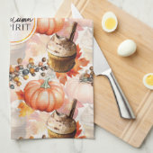 秋のスピリットコージーウォーターカラーパターン キッチンタオル (四つ折り)