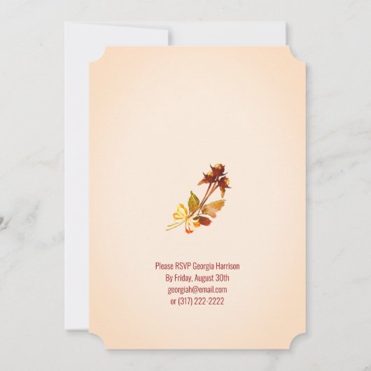 秋のスプレンダーフローラアイボリーブライダルシャワー 招待状 (裏面)