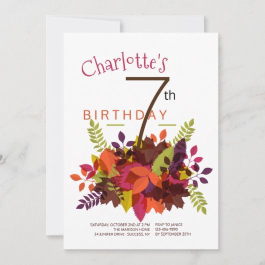 秋のスプレーの招待状 招待状 (正面)