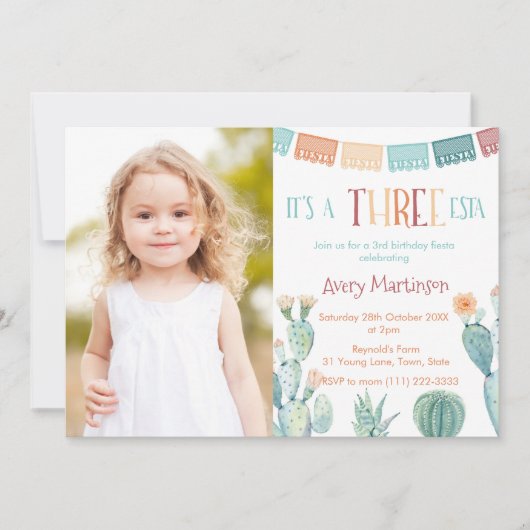 秋のスリーエスタガール3rd誕生日パーティー写真 招待状 (正面)