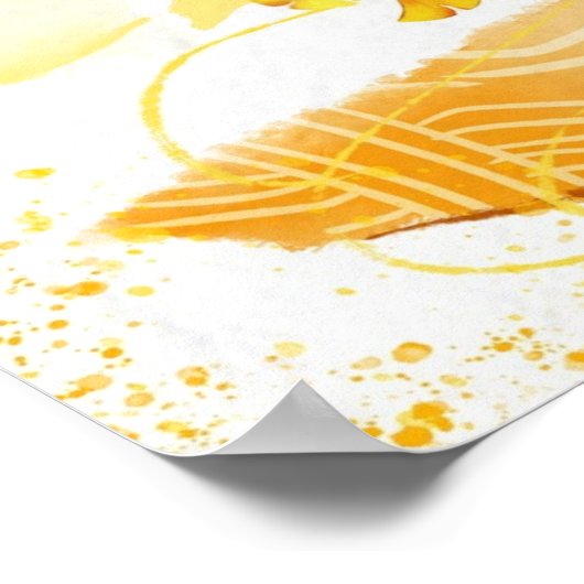 秋のセレニティ日本の：芸者の水彩画 ポスター (角)