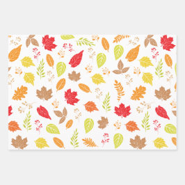 秋のセレニティ：落ちる葉デザイン ラッピングペーパーシート