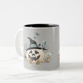 秋のセージかわいい魔女かぼちゃ ツートーンマグカップ (正面左)