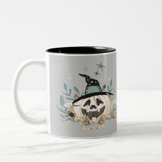 秋のセージかわいい魔女かぼちゃ ツートーンマグカップ (左)