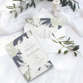 秋のセージ海軍フローラ抽象芸術招待状 招待状