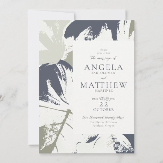 秋のセージ海軍フローラ抽象芸術招待状 招待状 (正面)