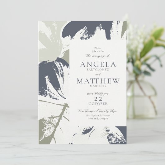 秋のセージ海軍フローラ抽象芸術招待状 招待状 (スタンド正面)