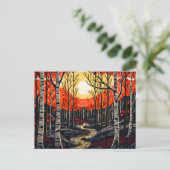 秋のタイムフォレストとウッドペッカー シーズンポストカード (スタンド正面)