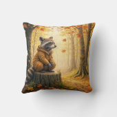 秋のタヌキが切り株に座る クッション (裏面)