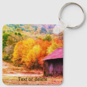 秋のタバコ納屋ヴィンテージ キーホルダー (裏面)