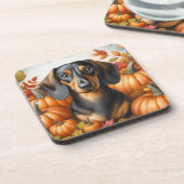 秋のダシュント喜び：黒とタン秋海岸 コースター (左側)