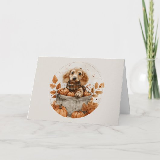 秋のダシュンドッグスカボチャ カード (正面)