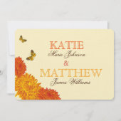 秋のダリアの枝瓶の結婚式招待状 招待状 (裏面)