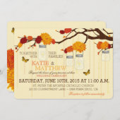 秋のダリアの枝瓶の結婚式招待状 招待状 (正面/裏面)