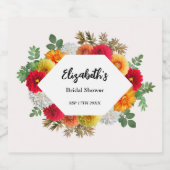 秋のダリア フラワーフォール ブライダルシャワー スパークリングワインラベル (シングルラベル)