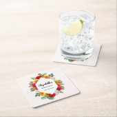 秋のダリア フラワー 秋のブライダルシャワー スクエアペーパーコースター (インサイチュ)