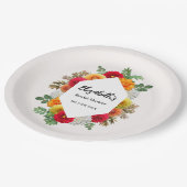 秋のダリア フラワー 秋のブライダルシャワー ペーパープレート (アングル)