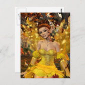 秋のダンス妖精ファンタジーアート ポストカード (正面/裏面)