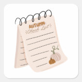 秋のチェックリストメモ帳秋の一覧 スクエアシール (正面)