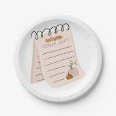 秋のチェックリストメモ帳秋の一覧 ペーパープレート (正面)