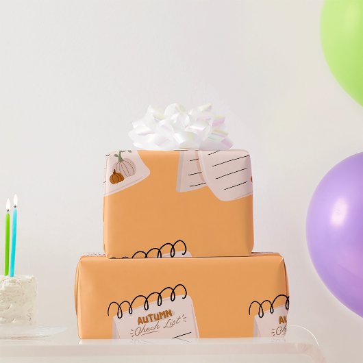 秋のチェックリストメモ帳秋の一覧 ラッピングペーパー