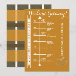 秋のチェック柄 バチェロレッテ ウィークエンド ゲットアウェイ イテリナリー 招待状
