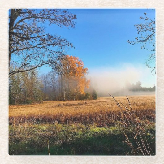 秋のチャンプーグ州パーク,オレゴン州ポスターマグネ ガラスコースター (正面)