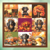 秋のチャーム:ダックスフントと秋シーン ウィンドウサイン (シート3)
