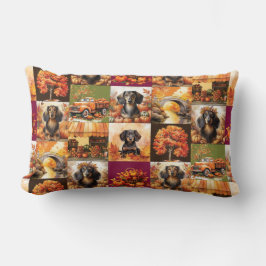 秋のチャーム：ダックスフントと秋シーン ランバークッション