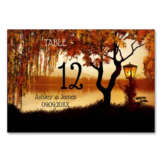 秋のツリーレイクビュ結婚ーのテーブル番号カード テーブルナンバー (裏面)