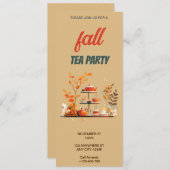 秋のティーパーティーへの招待状 招待状 (正面/裏面)