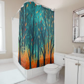 秋のティール（緑がかった色） シャワーカーテン (インサイチュ)