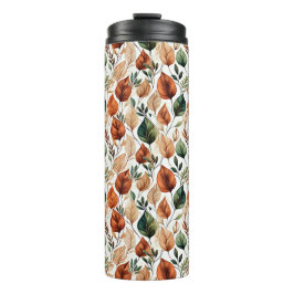 秋のテラコッタとセージの葉の模様 タンブラー