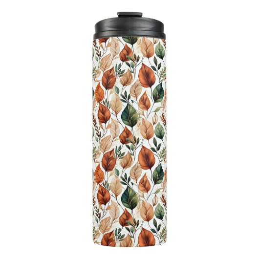 秋のテラコッタとセージの葉の模様 タンブラー (正面)