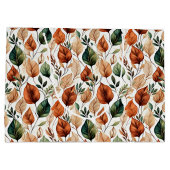 秋のテラコッタとセージの葉の模様 ラージペーパーバッグ (裏面)