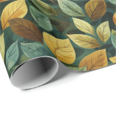 秋のテラコッタグリーンイエローオレンジ紅葉 ラッピングペーパー (ロールコーナー)