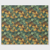 秋のテラコッタグリーンイエローオレンジ紅葉 ラッピングペーパー (フラット)