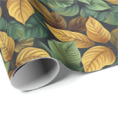 秋のテラコッタグリーンイエローオレンジ紅葉 ラッピングペーパー (ロールコーナー)