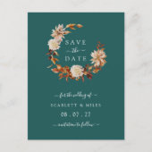 秋のテラコッタリースの結婚式のSave the Date案内 案内ポストカード (正面)