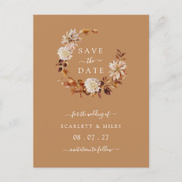 秋のテラコッタリース結婚式のSave the Dates 案内ポストカード