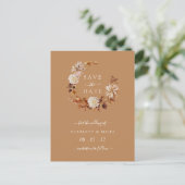 秋のテラコッタリース結婚式のSave the Dates 案内ポストカード (スタンド正面)
