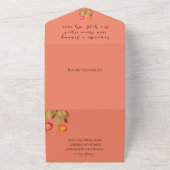 秋のテラコッタ オレンジの花 ボヘミアンチック オールインワン招待状 (外側)