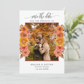 秋のテラコッタ フラワー フォト セーブ ザ デート セーブザデート (スタンド正面)