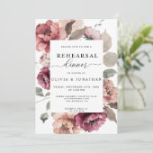 秋のテラコッタ ワインレッド 花柄 リハーサル ディナー 招待状 (スタンド正面)